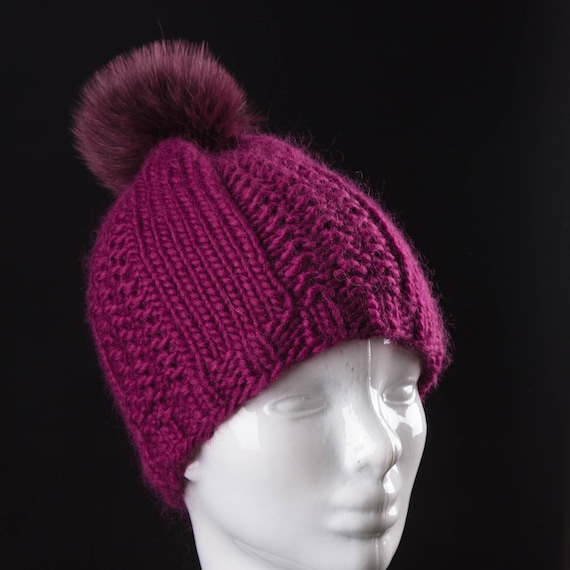 Inspirations Ladies Fluffy Faux Fur Pom Beanie HatWomens Knitted Bobble Cap