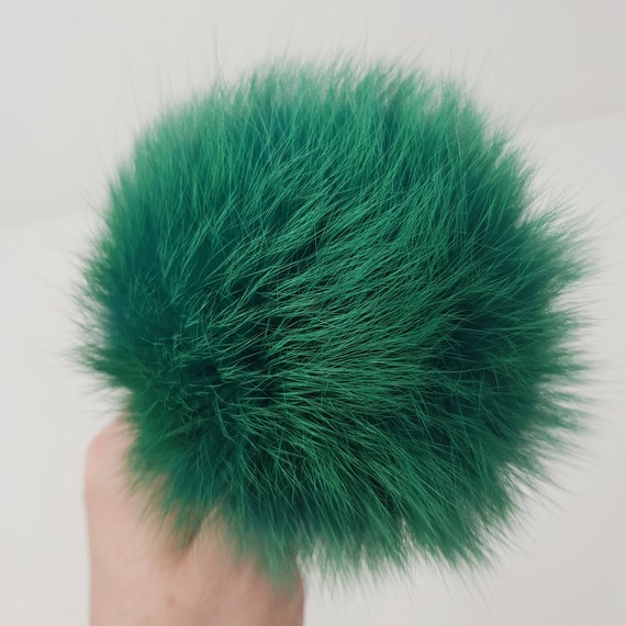 Emerald Real Fur Pom Pom Raccon Pompom for Hat Large