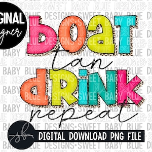 Boot tan Drink wiederholen- Sommer- Digitaler Sofort-Download - PNG-DATEI