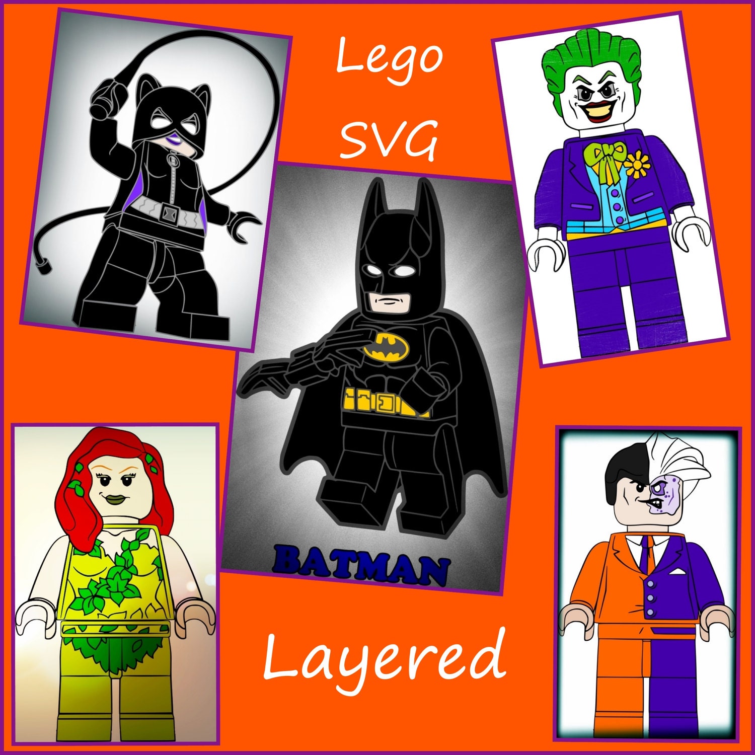 Download Lego SVG Lego Batman Poison Ivy Catwoman Joker Two Face | Etsy