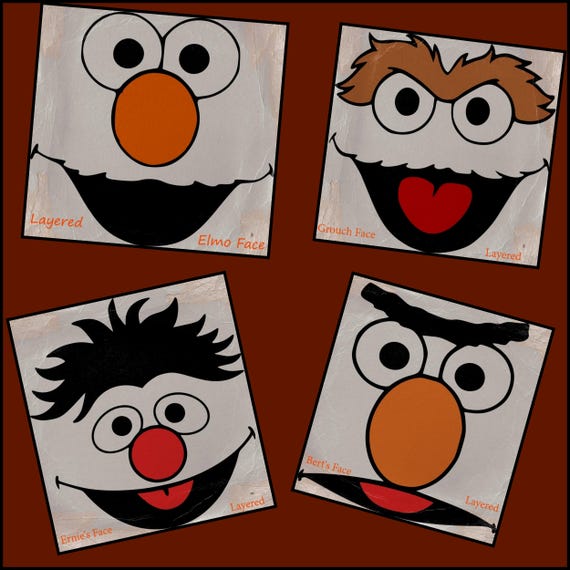 Download Sesame Street SVG Layered Files Elmo Grouch Ernie & Bert ...