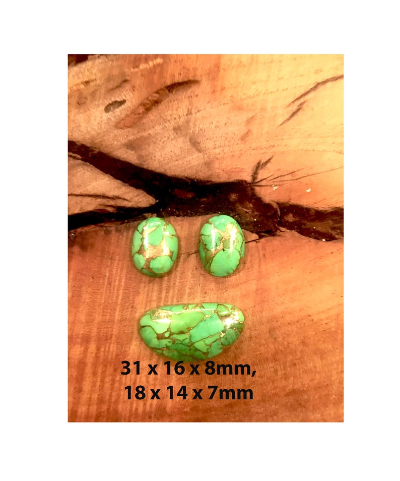 Mojave Green Turquoise and Bronze Matrix Earring /& Pendant Set Cabochons