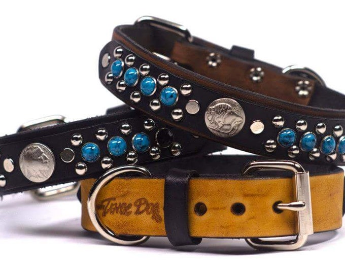 Leather Dog Collar the Badlands Turquoise Dog - Etsy