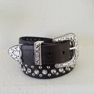 Swarovski Crystals Leather Belt