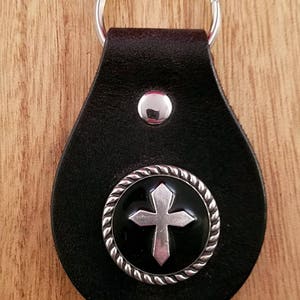 Rope Cross Leather Keychain, Confirmation Keychain, Christian Keychain, Religious and Faith-Based Keychain, Memorial Keychain