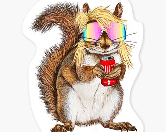 Mullet Squirrel - 3" Art Sticker Vinyl Decal
