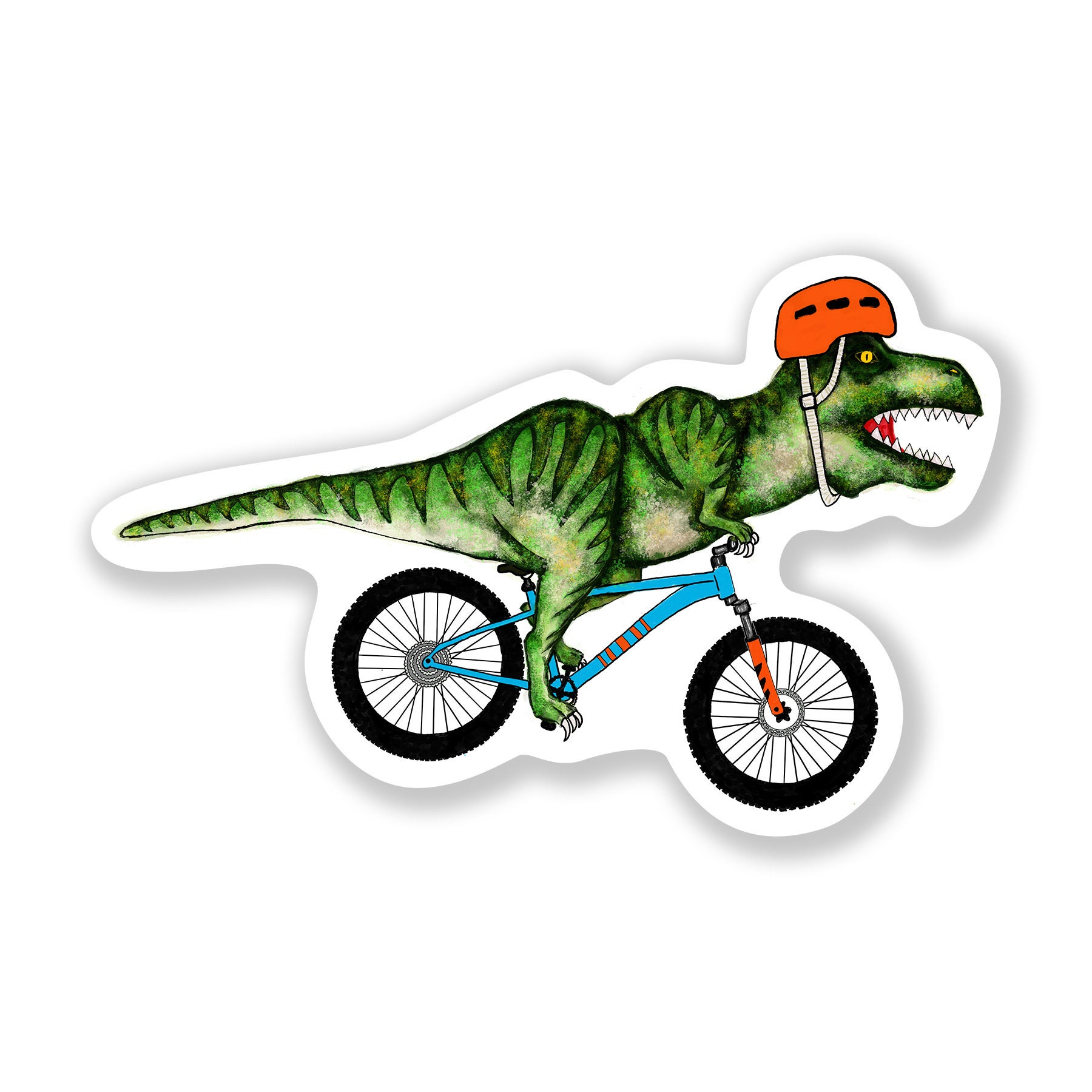 T-Rex Montando una bicicleta pegatina caprichosa para su - Etsy España