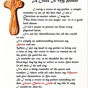 A Cross in My Pocket, Poem, Inspirational, Religious, 8X10 Unframed ...