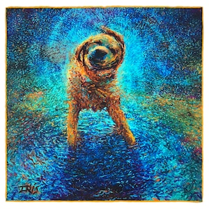 A Luxury Silk Pocket Square featuring &quot;Shakin&#39; Off the Blues&quot; Fine Art by Iris Scott