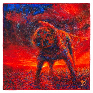 A Luxury Silk Pocket Square featuring &quot;Shakin&#39; Off the Sunset&quot; Fine Art by Iris Scott