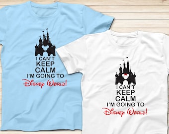 Ik kan niet houden kalm ik ga naar Disney World Minnie en Mickey shirts, Disney reis shirt, paren shirts, volwassenen en kinderen shirts, vele kleuren