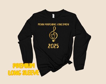 Custom Marching Band or Name of School PREMIUM Long Sleeve Shirts, Disney Mickey Music Note Shirts, Long Sleeve Adult and Youth Sizes Shirts