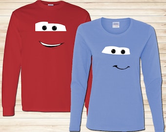 Disney Cars McQueen, Sally, Mack Gildan Long Sleeve Shirt, Lightning McQueen and Sally Porsche Disney Shirt, Adult and Kids Sizes Shirt