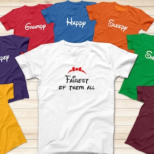 Snow White and 7 Dwarfs T-Shirts, Snow White and Seven Dwarfs Fairytale, Disneyland Shirt, Family Disney Costume T-Shirts, Vacation Shirts