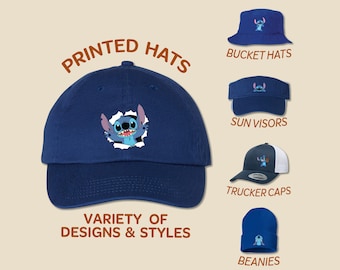 Stitch Full Color Printed Hat: Trucker, Bucket, Beanie, Visor