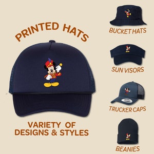Mickey&#39;s Marching Band Hat | Full Color Printed Hat | Trucker Hat | Bucket Hat | Sun Visor Beanie | Birthday Cap Disney Family Trip Kids Cap