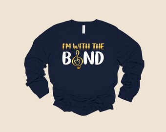 I'm With The Band, GILDAN Long Sleeve Shirts, Disney Mickey Music Note Shirts, Disney Trip Shirts , Long Sleeve Adult and Youth Sizes Shirts