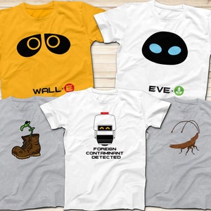 Wall-e, Eve, Plant in the Boot, MO, and Cockroach Disney Shirts, Wall-E Shirts, Family, Family Shirts, Short Sleeve Shirt, Disney Trip Shirt