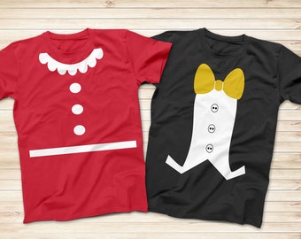 Mickey and Minnie Mouse Costume Shirt: Family Halloween Cotton Tee