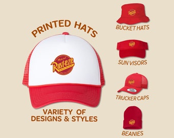 Rust-eze Logo Hat: Cars Movie Trucker, Bucket, Beanie, Visor