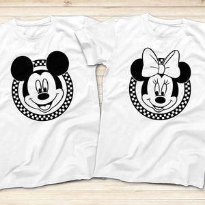 Retro Disney Shirts, Mickey Checkered Shirt, Minnie Mouse Tees, Disney world Shirts Adults and Kids Shirt, Family Disney Vacation Shirts
