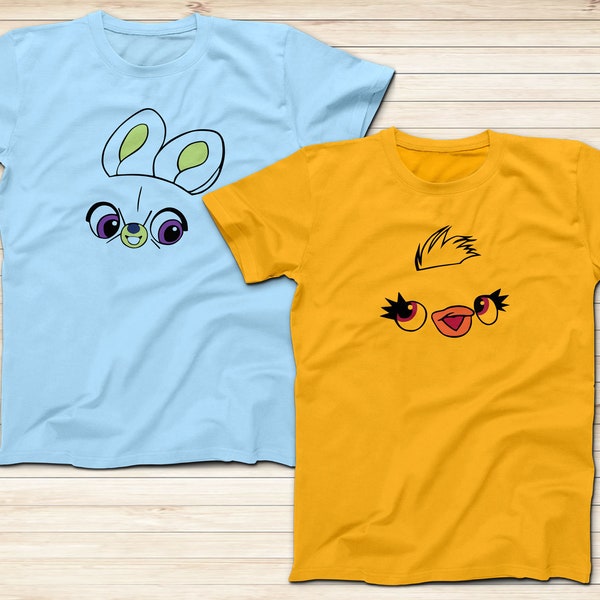 Toy Story Toys Face Shirts, Bunny Shirts, Ducky T-Shirts, Toy Story 4 Inspired Shirts, Ducky and Bunny Couples Shirts, Adults and Kids Sizes