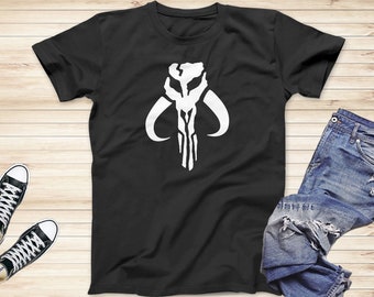 Mandalorian Skull T-Shirt, Star Wars Disney Skull Shirt, Birthday Gift, Short Sleeve Shirt, Vacation Trip Shirts, Disney Trip Shirt