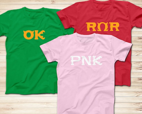 Monsters University Fraternity Sorority Cotton Shirt: OK, RΩR, PNK
