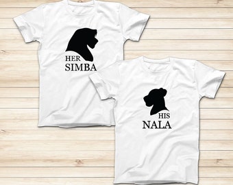Her Simba His Nala Shirts, The Lion King Cartoon Disney Trip Shirt, Vacation Shirt, Couples Shirt, White Shirts,  Family Shirt