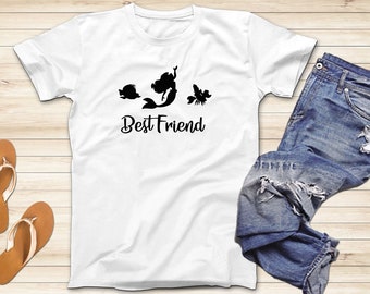 Best Friend Little Mermaid T-Shirt, Family Fairytale Shirts, Short Sleeve Shirt, Adults and Kids Vacation Shirts, Disney Trip Shirt