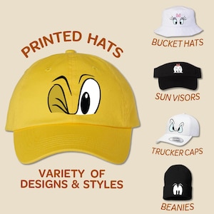 Pluto Daisy Donald Minnie Mickey Goofy Eyes Full Color Printed Hat Trucker Bucket Sun Visor Beanie Cap Disney Trip Birthday Youth Kids Cap