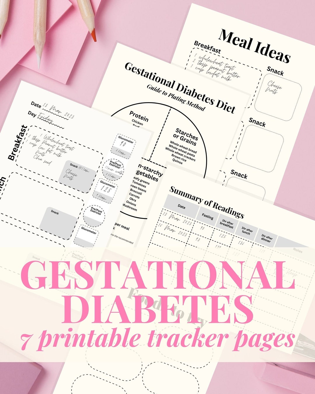 Gestational Diabetes Tracker Printables, Tracking Logs, Meal Planning ...
