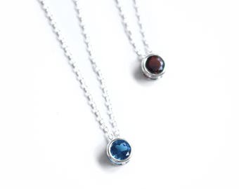 5mm sterling silver birthstone necklace