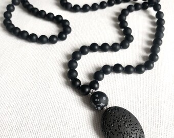 Gemstone Diffuser Mala, Lava stone Mala, Crystal Mala