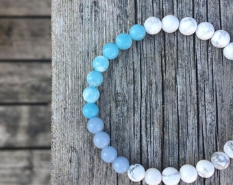 Larimar + Angelite + White Howlite Gemstone bracelet