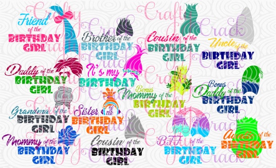 Download Trolls Family Matching Birthday SVG/DXF/PNG Digital ...