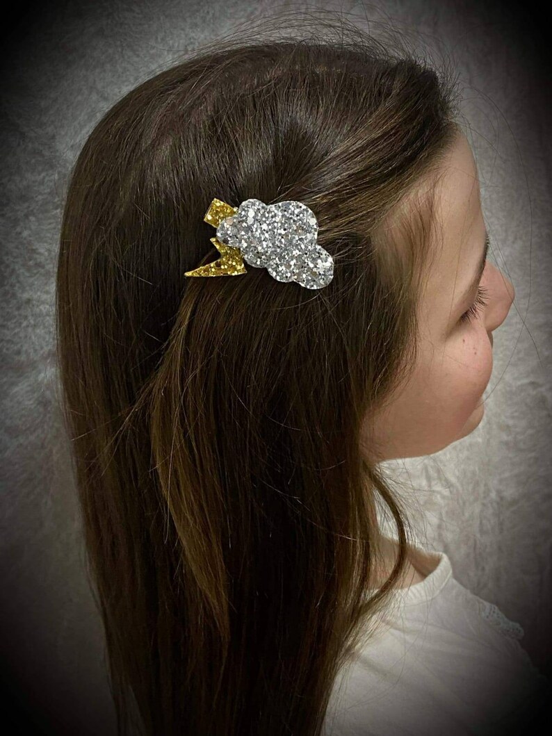 Cloud Hair Clips. Girls Hair Accessory. Silver Hair Clips. Etsy
