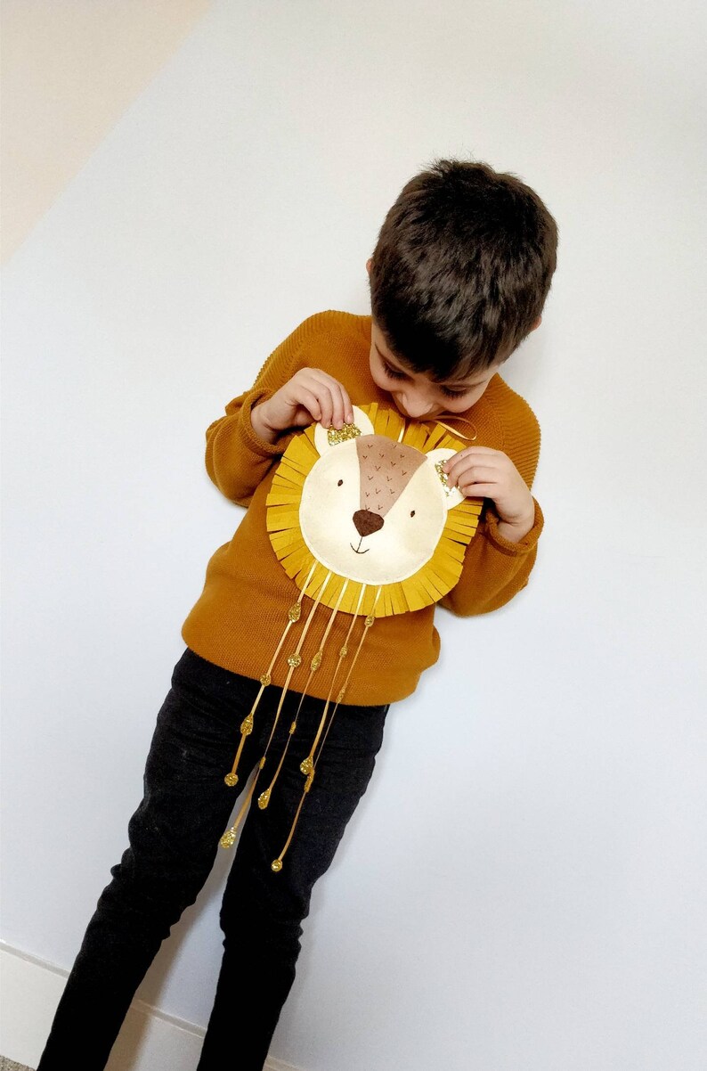 Felt lion wall hanging. Lion wall decoration. Kids room. Be Etsy