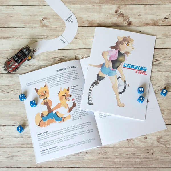 Chasing Tail A5 furry racing game zine - geek gift, car miniatures game, furry fandom