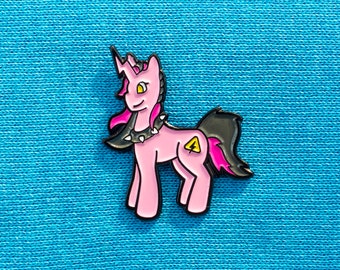 Punk unicorn soft enamel pin - punk rock lapel badge, gift for her, cute pink rebel girls pin, high voltage cutie mark