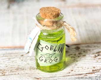 Goblin Grog resin potion bottle charm - witchy aesthetic keyring cute geeky DM gift for RPG role playing games