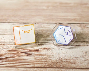 Happy Little Dice acrylic pins - 20mm rainbow badges, geeky gift for Dungeon Masters, RPG polyhedral tabletop gaming dice, geek pride