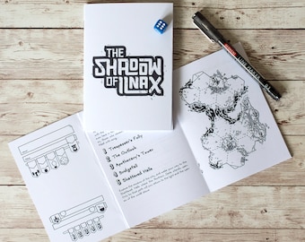 The Shadow of Ilnax A6 fantasy RPG zine - tabletop role playing game, dice, geek gift, dungeon crawl, cute furry illustrations