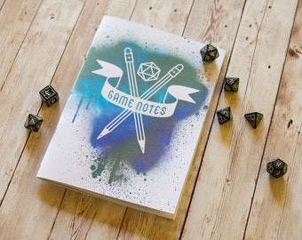 Dungeons and Dragons journal A5 DnD notebook / sketchbook, 40 pages, RPG, tabletop gaming, dice, player