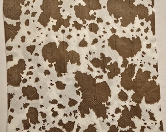 Cow Print Paper Napkins for Decoupage, Mixed Media (2-Pack)