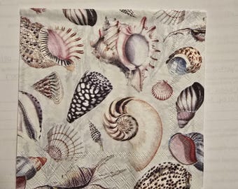 Sea Shell Paper Napkins, Decoupage Craft Supplies (2 pack)