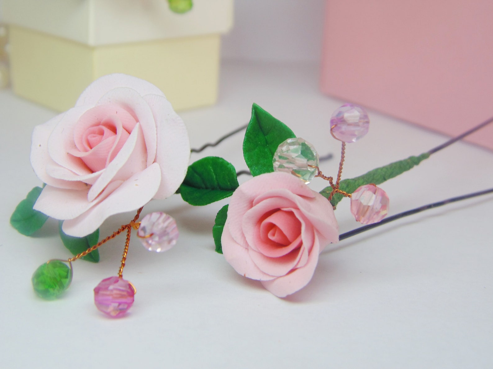 Pink hair pin Pink rose pin Rose hair pin Flower hair pins Etsy