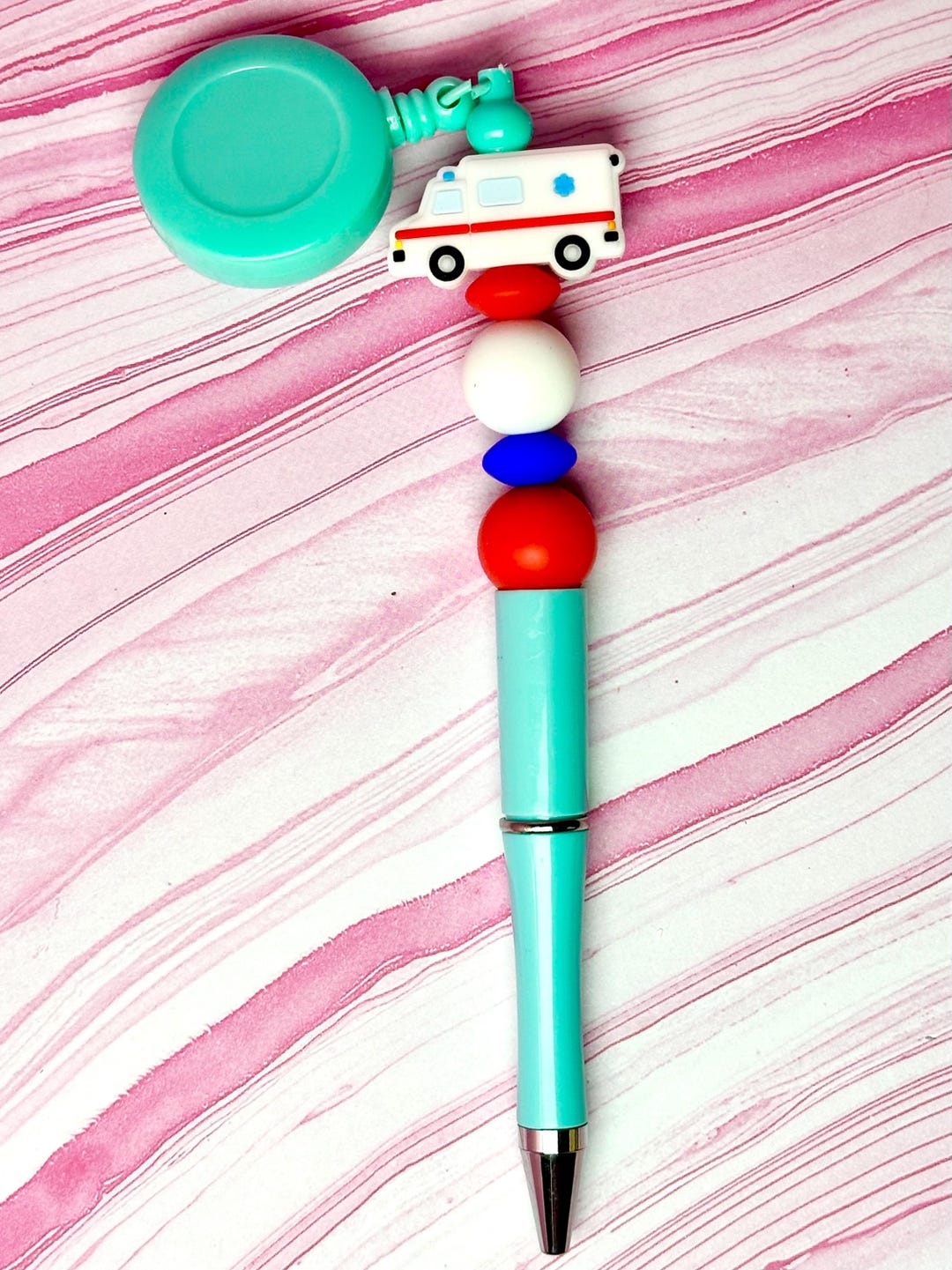 Custom Handmade Beaded Retractable Badge Reel Pens 6 Dollars Each - Etsy