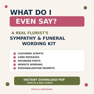 Florist Sympathy Wording Kit | Funeral Flower Customer Scripts & Card Messages PDF