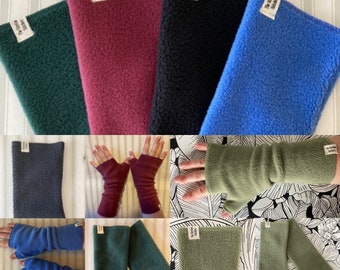 Fingerless gloves / wrist warmers / anti pil fleece / mittens / ladies / handmade / uk /
